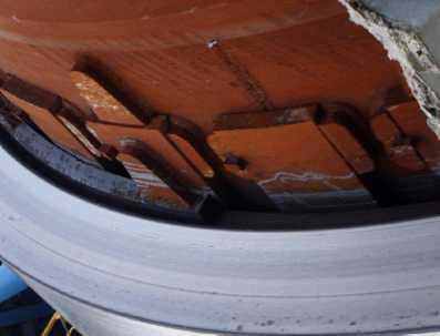 回轉(zhuǎn)窯輪帶與墊板接觸、潤滑結(jié)構(gòu)高清圖—長沙合軒化工